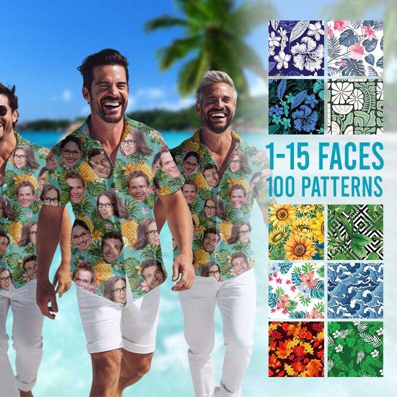 Personalized Hawaiian Shirt With Face & Name, Hawaiian Dog Shirt, Custom Hawaiian Shirt