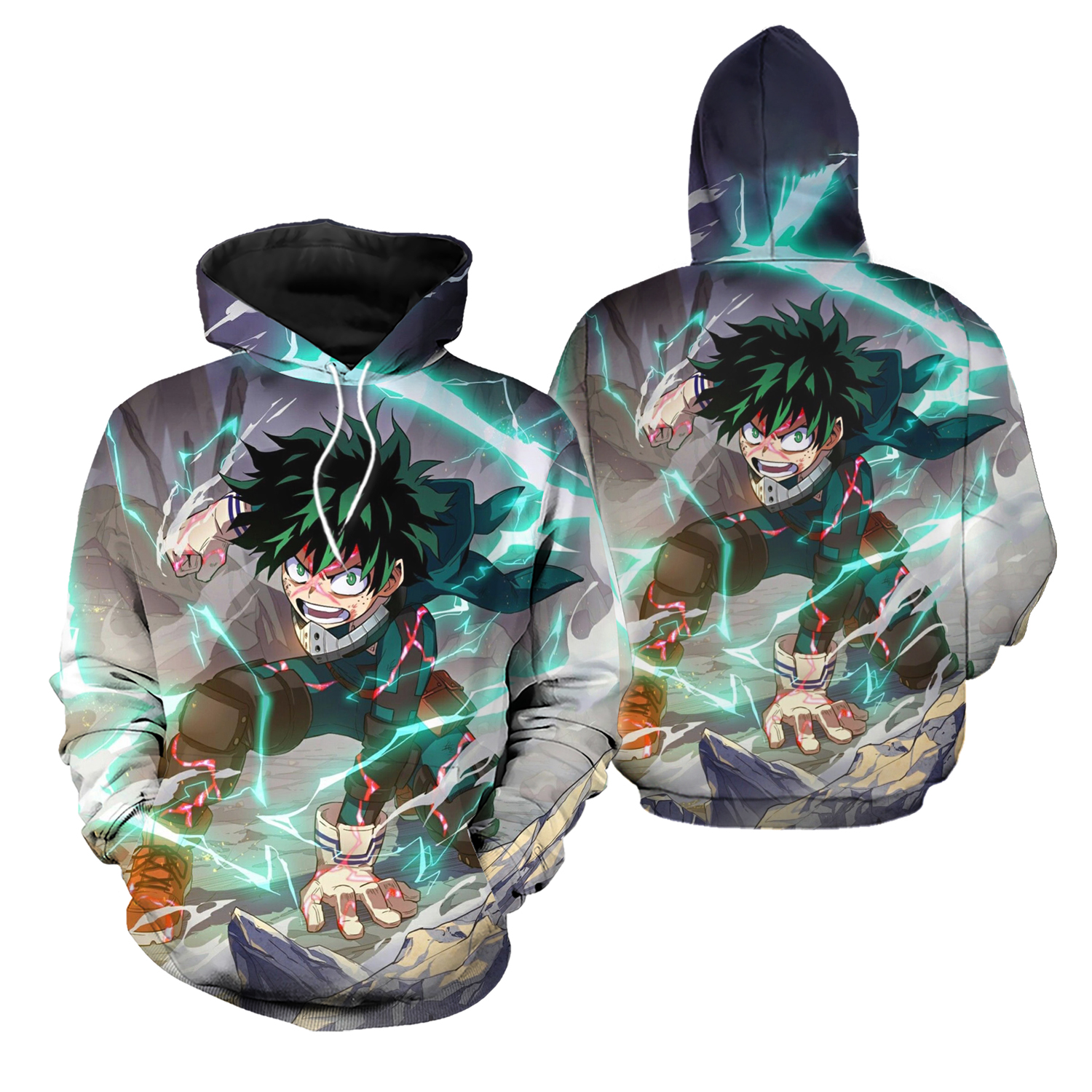 Anime Hero Anime Midoriya Izuku Deku Print Hoodie Pullover