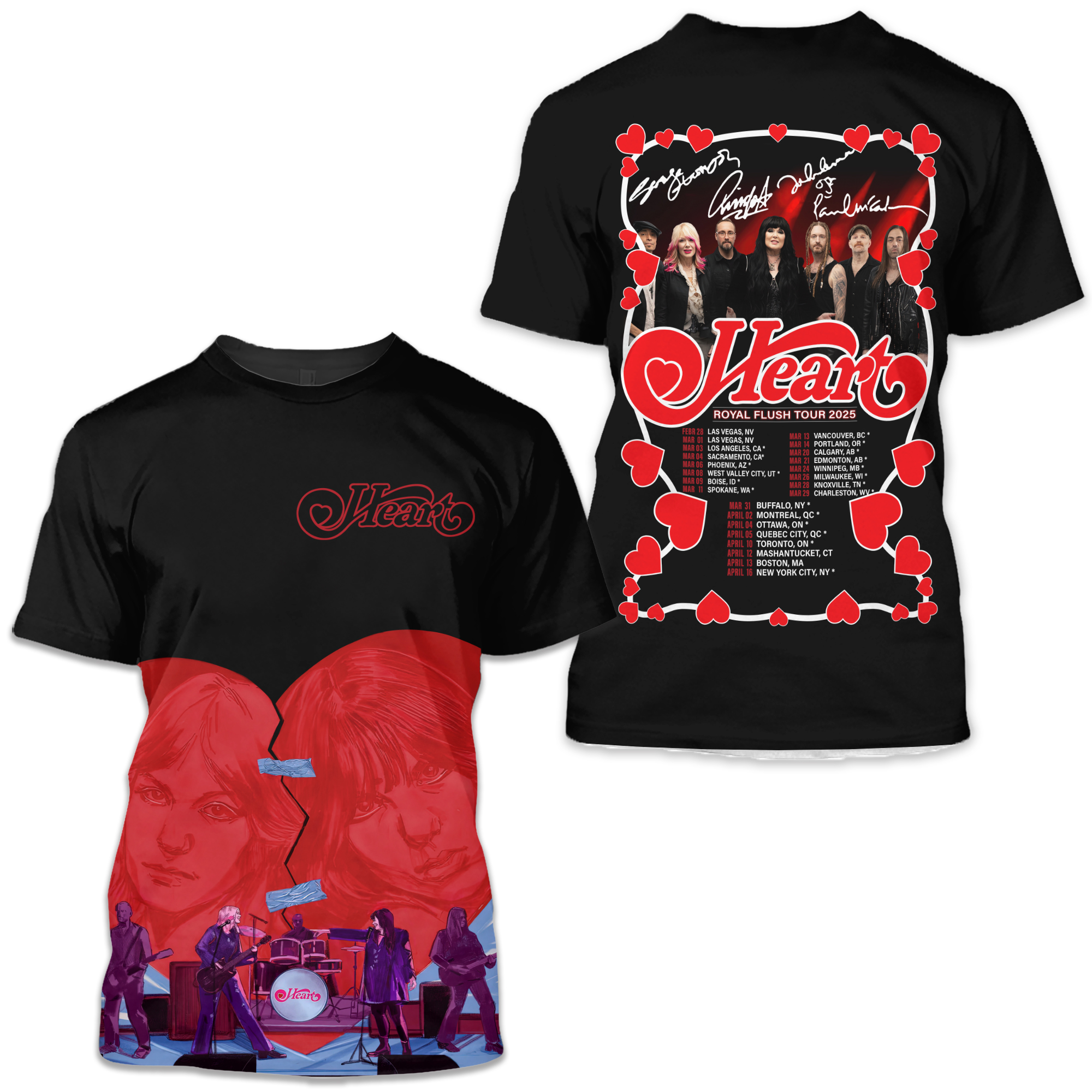 Heart Royal Flush Tour 2025 Signature 3d T-shirt