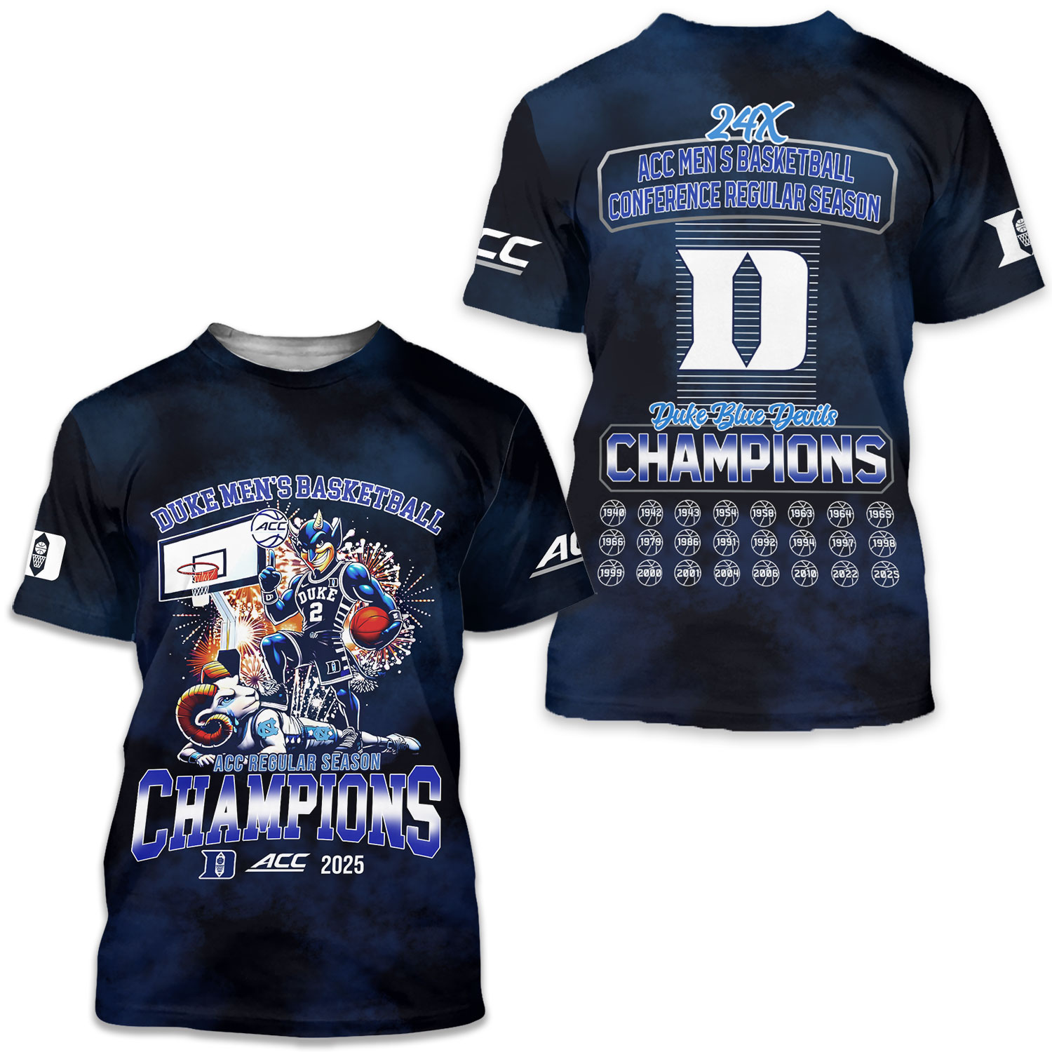 2025 Duke Blue Devil Men’s Basketball 3d T Shirt S-5xl