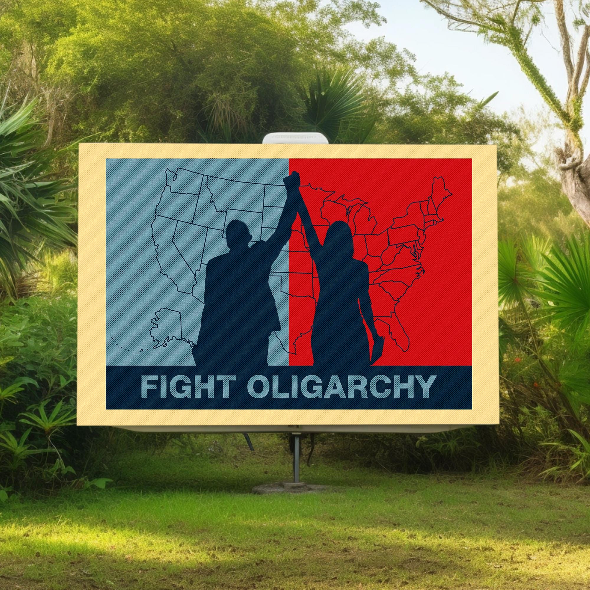 Fight Oligarchy Yard Sign, Resist Political Protest Sign, Anti-trump Activist Yard Sign