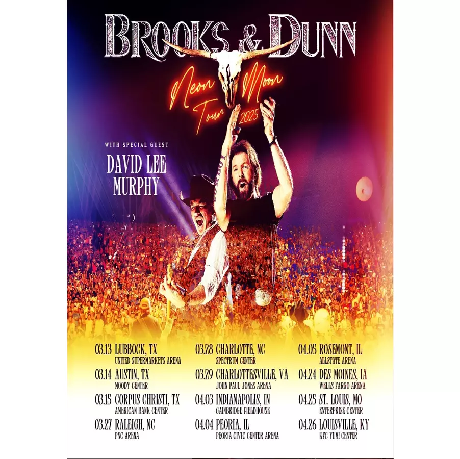 Poster Brooks &amp; Dunn Neon Moon Tour 2025 Poster
