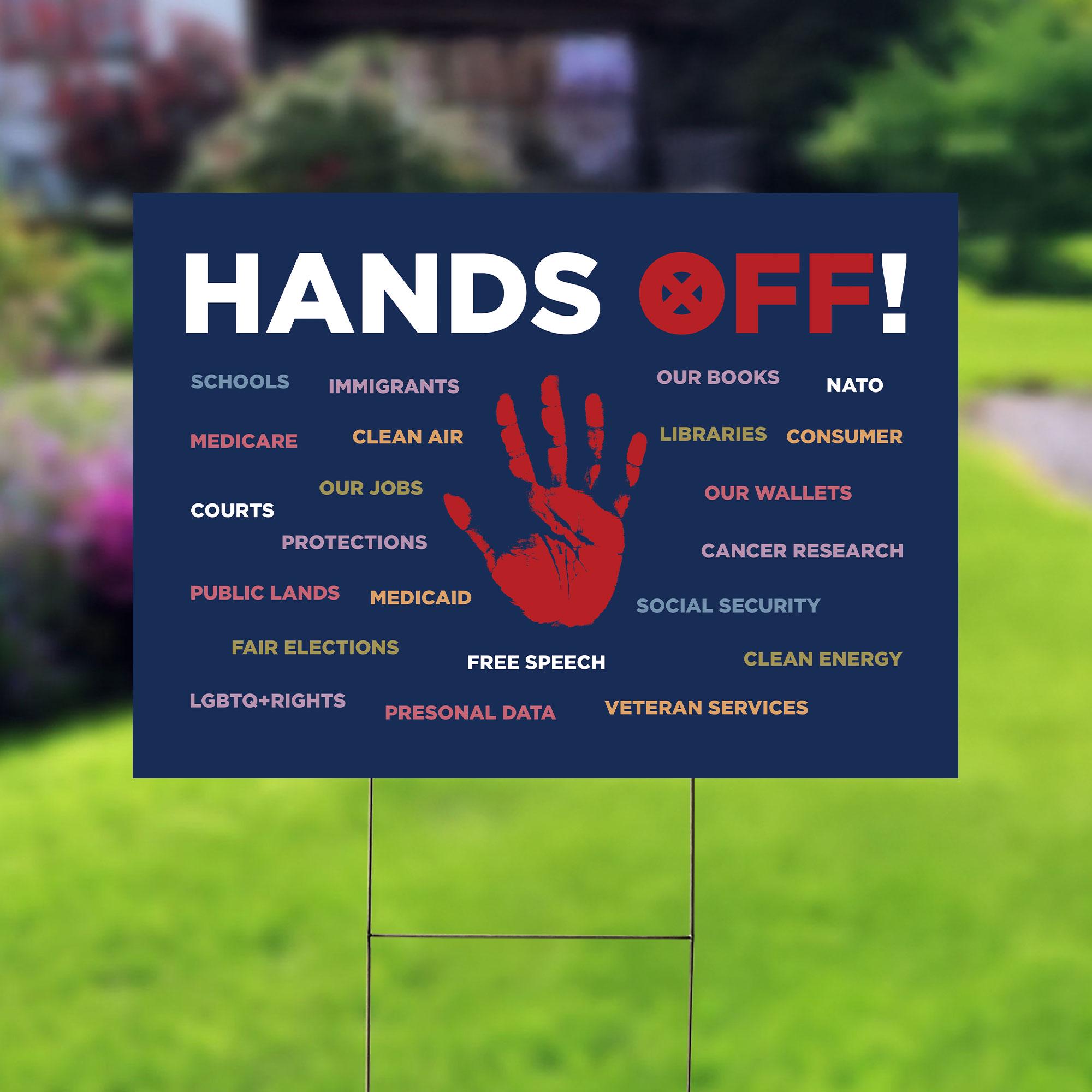 Hands Off Protest Yard Sign, Anti-trmp Sign, Resist Hate, Resist Racism, Resist Fascism Yard Sign With Metal H-stake, Fdt Banner