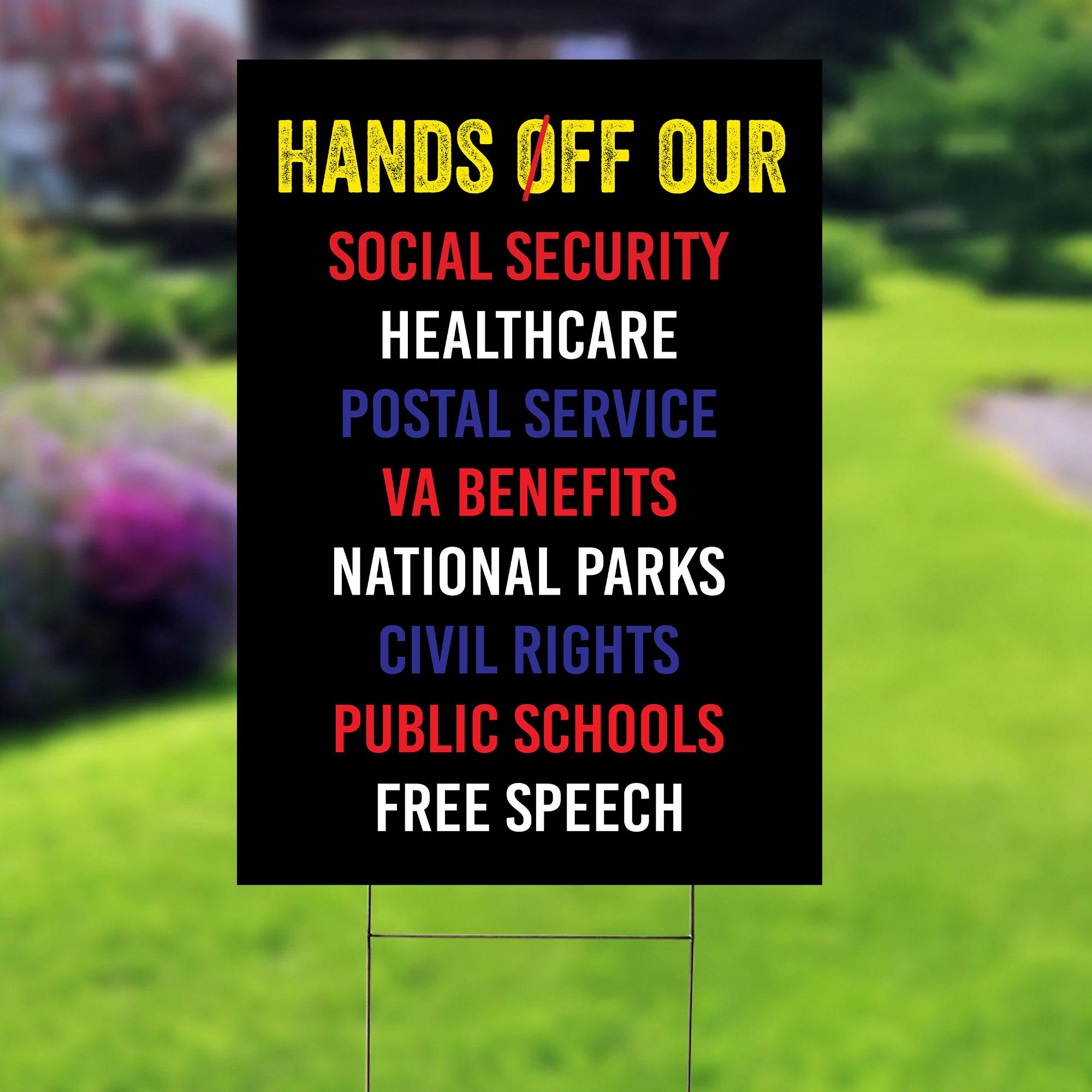 Hands Off Protest Yard Sign, Political Activism Sign, Save Public Lands Sign