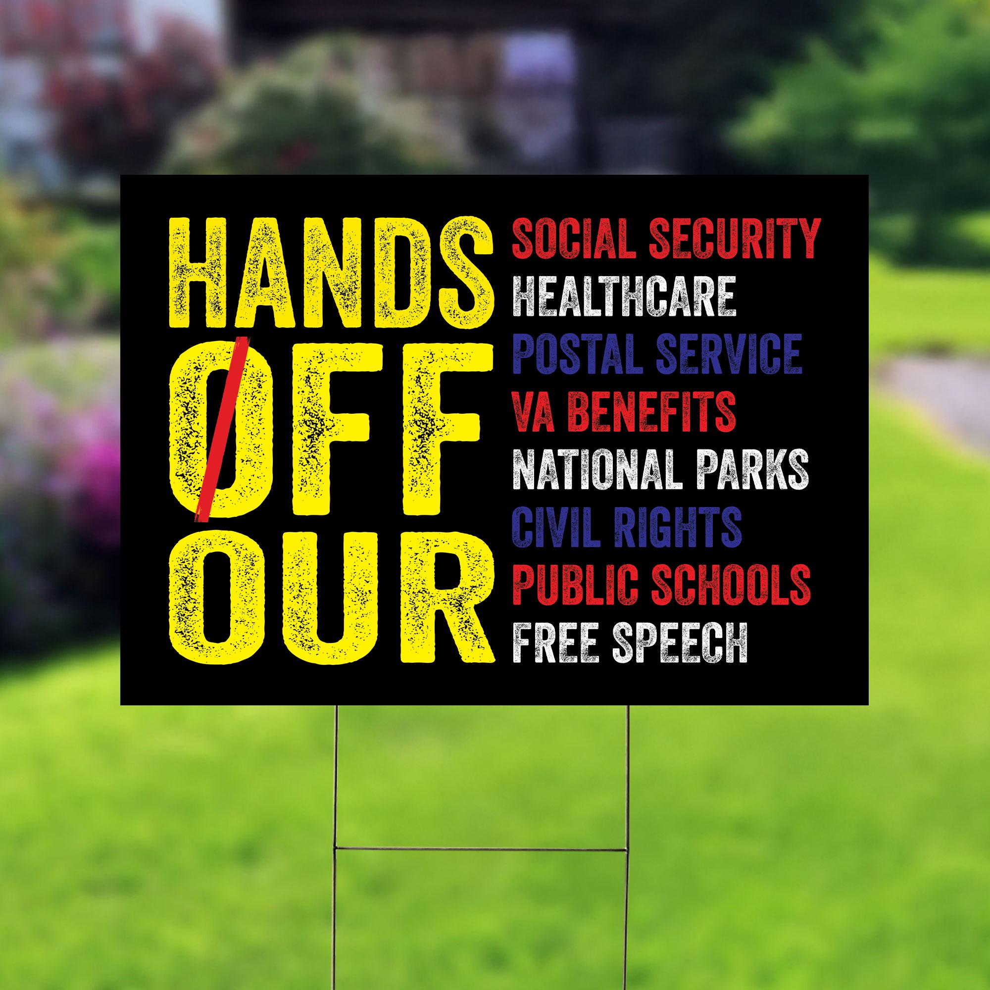 Hands Off Our Democracy Yard Sign, Fight Oligarchy Sign, Fdt Garden Sign