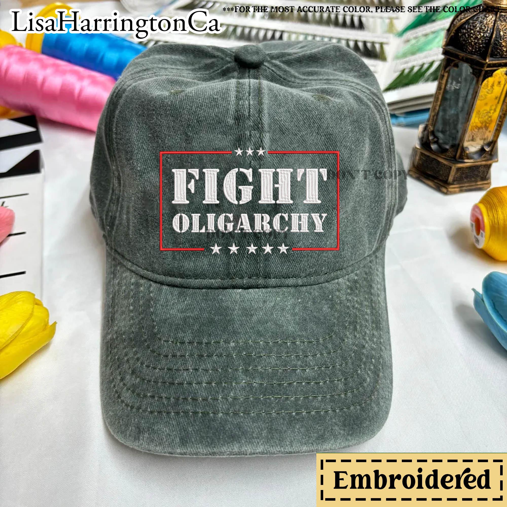 Fight Oligarchy 2025 Bernie Sanders Aoc Fighting Embroidered Hat, Protest Hat