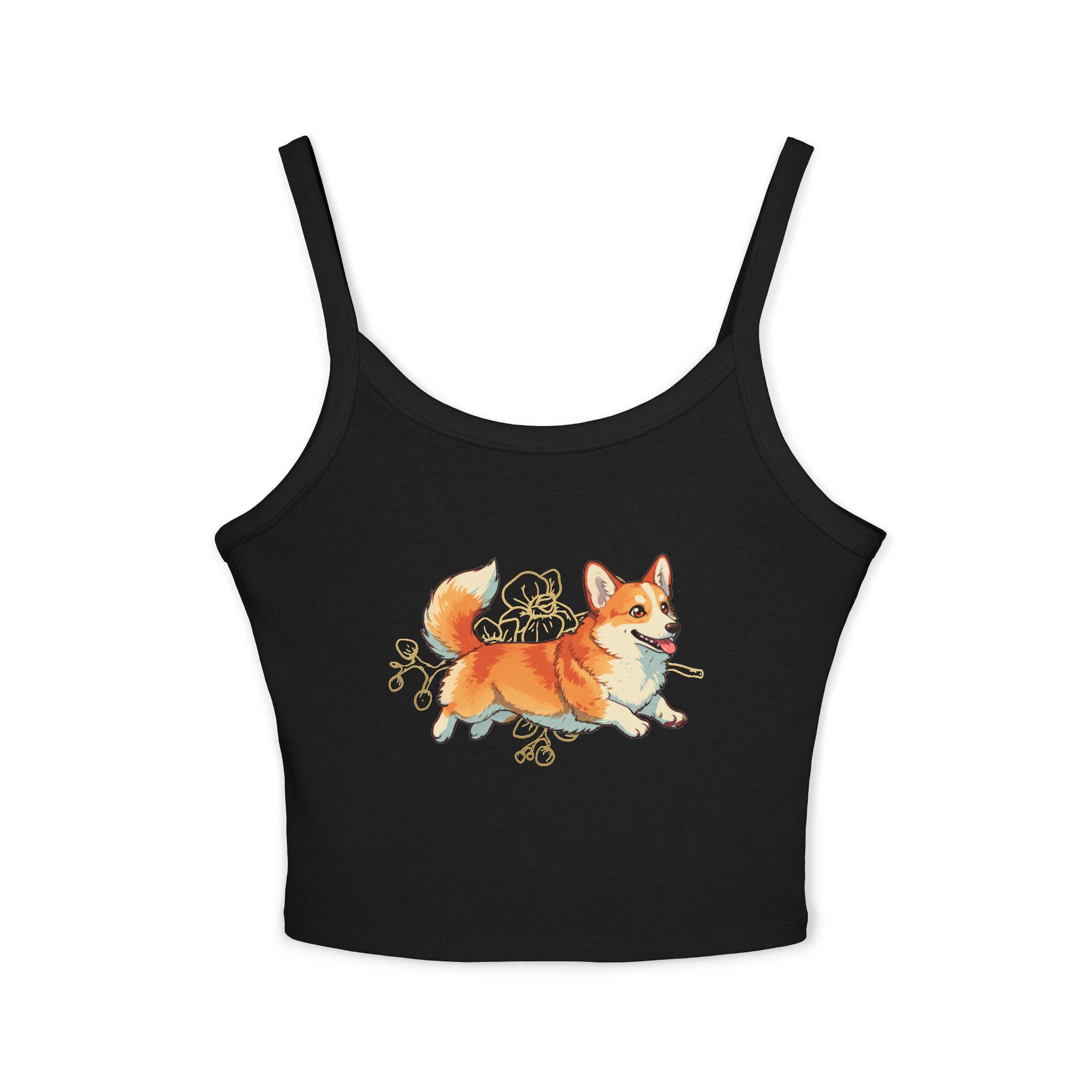 Cute Corgi Graphic Women's Spaghetti Strap Tank Top