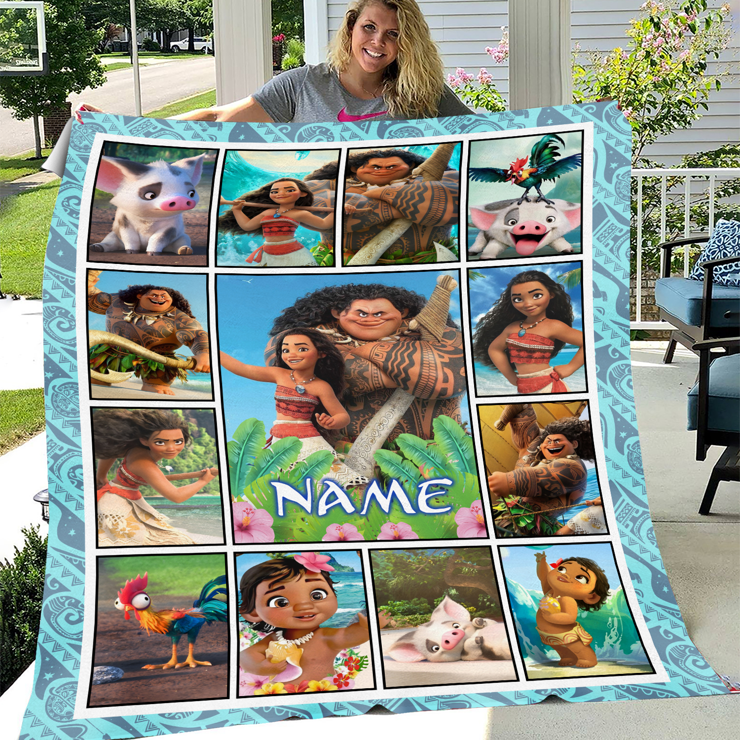 Personalized Disneyyy Moanaa Blanket, Custom Name Disneyyy Princess Moanaa Birthday