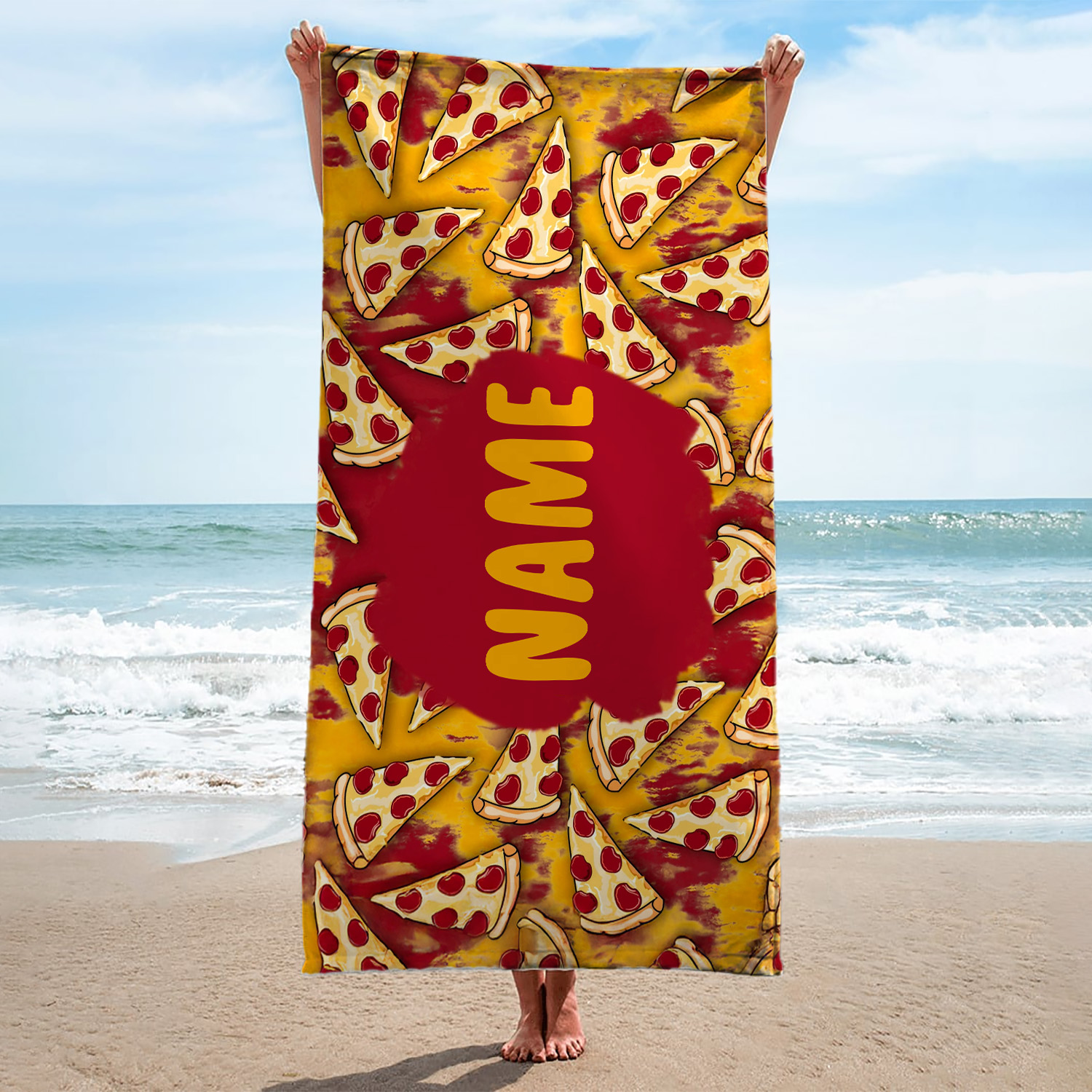 Personalized Pizza Party Beach Towel
