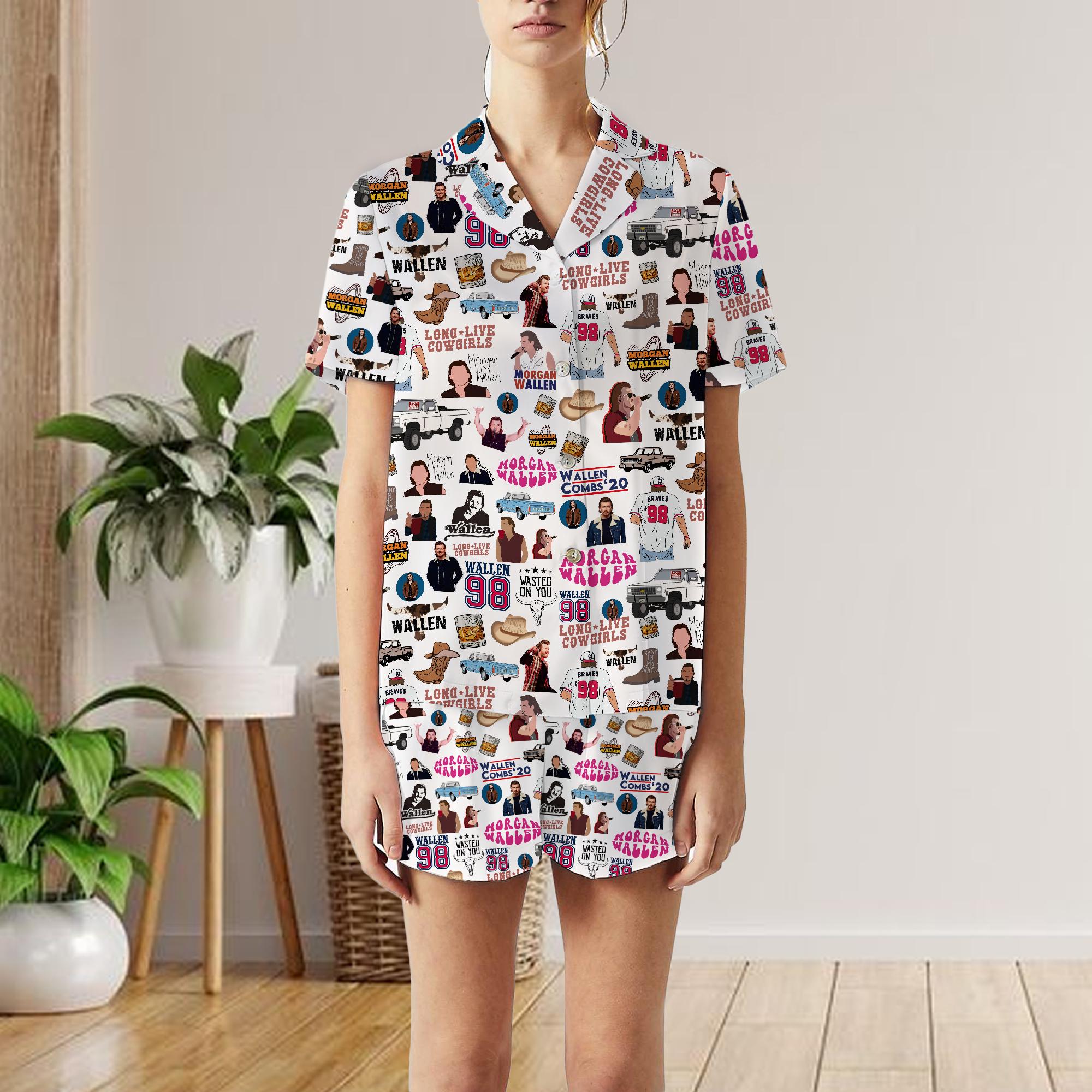 Wallen Western Short Pajamas Set, Wallen Western Pajamas