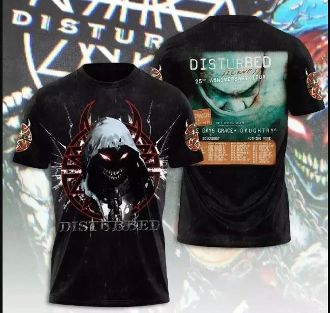 Disturbed The Sickness 25th Anniversary Tour 2025 3d T-shirt