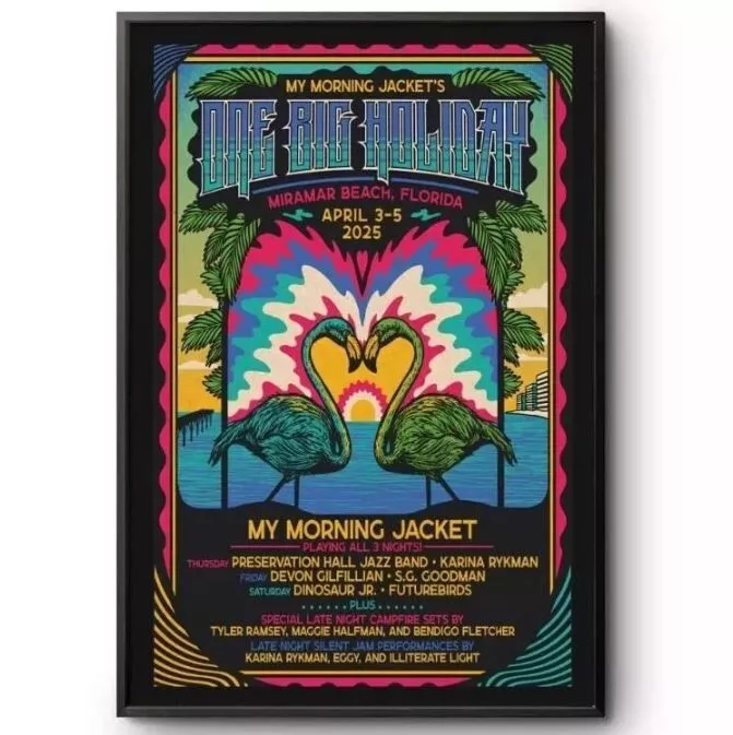 New My Morning Jacket One Big Holiday Miramar Beach April 3-5 2025 Tour Poster