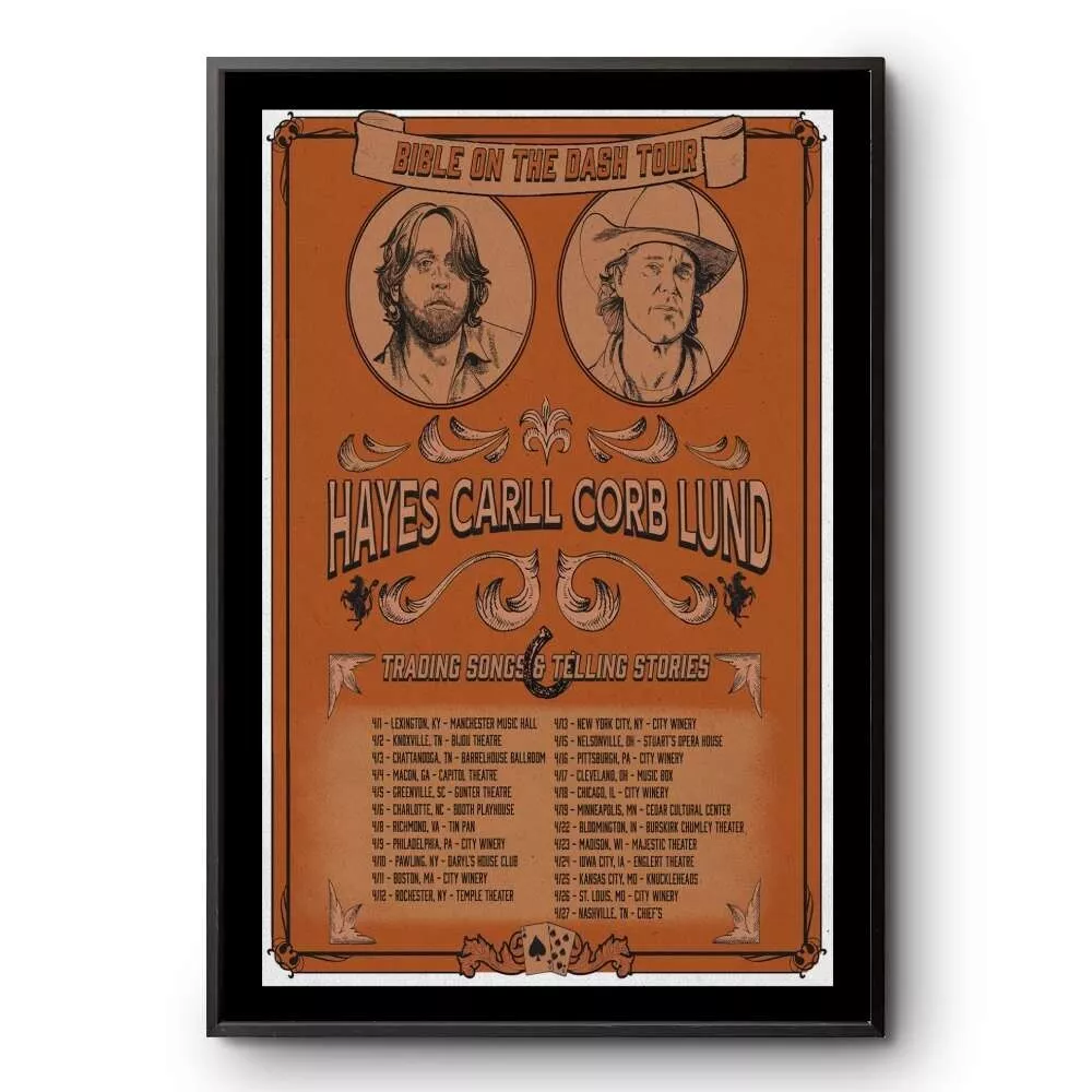 Hayes Carll & Corb Lund Bible On The Dash Tour 2025 Poster