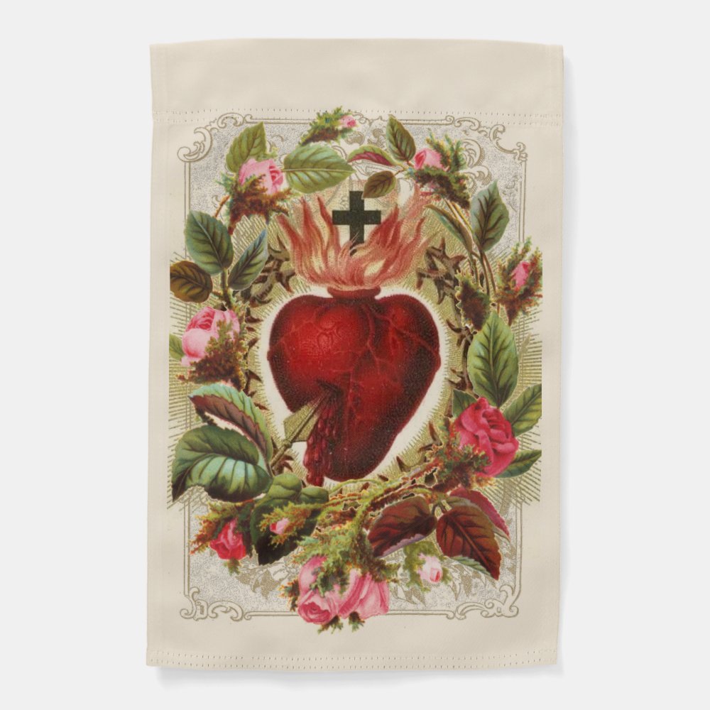 Sacred Heart Of Jesus Religious Garden Flag