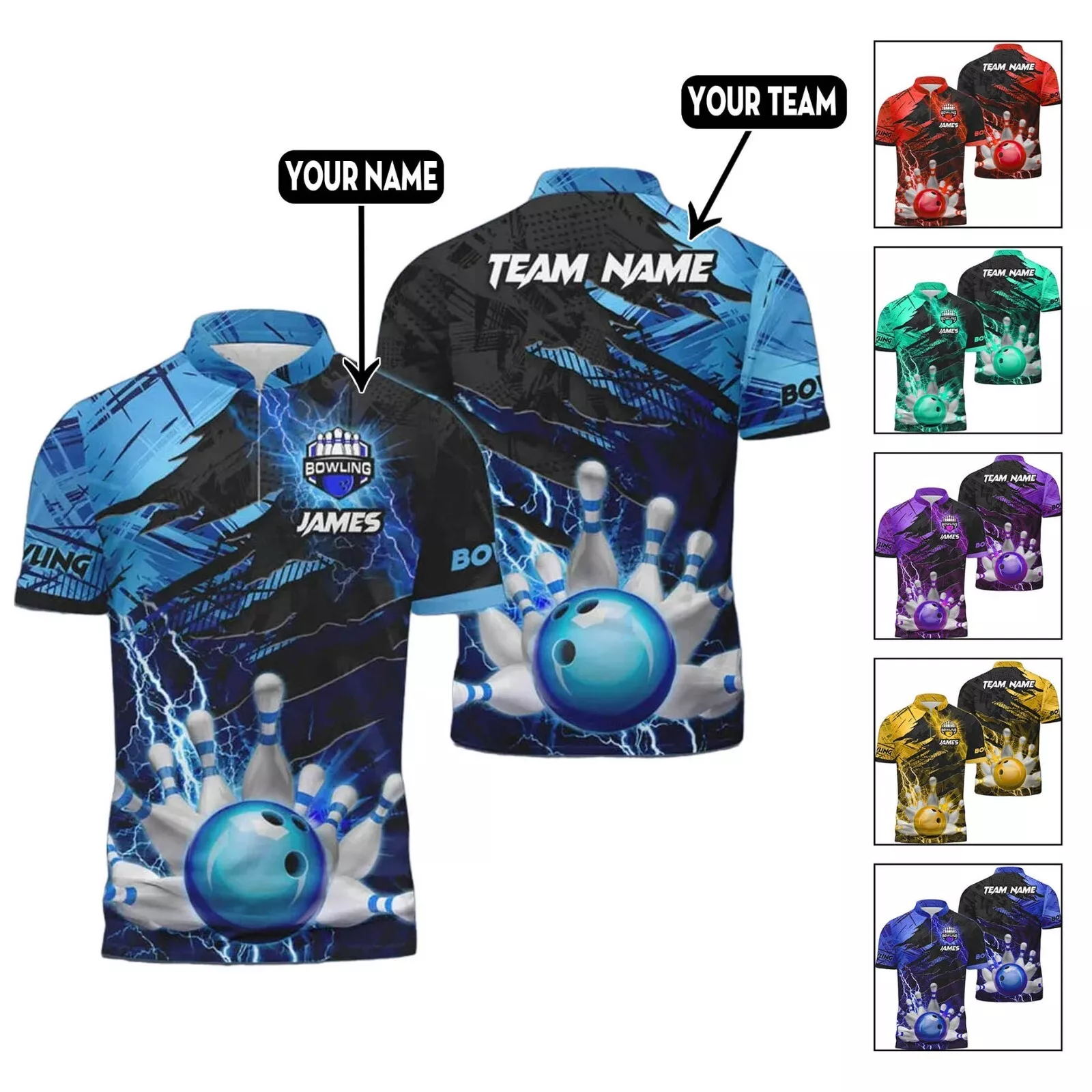 Personalized 3d Bowling Jerseys For Men, Custom Bowling Shirts For Men