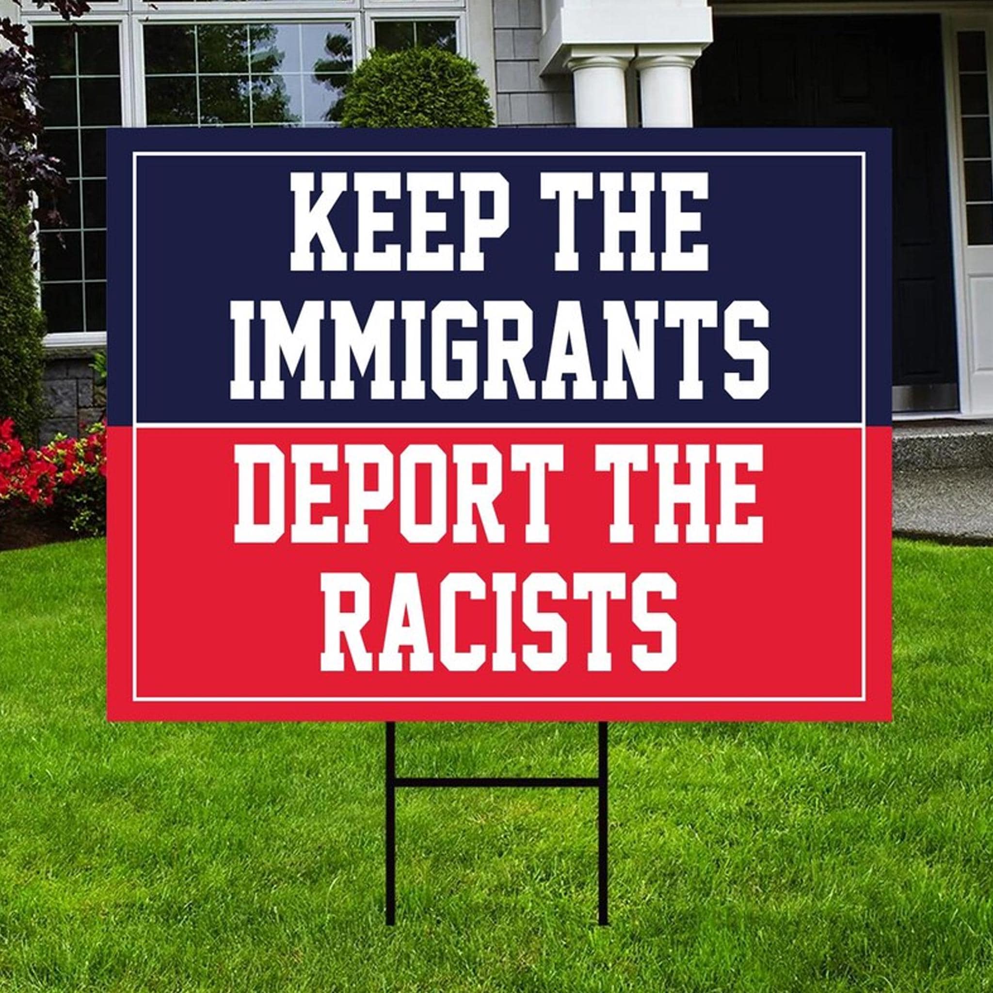 Keep The Immigrants Deport The Racists Yard Sign, Anti Trump Sign, Protest Sign, Resist Sign, Foxtrot Delta Tango Sign, Hands Off Sign