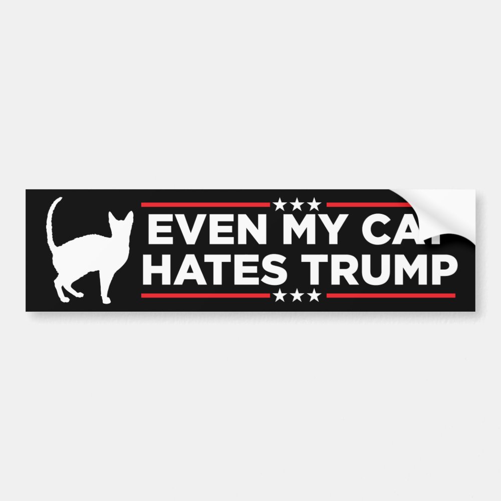 Even My Cat Hates Trump Anti-trump Bumper Sticker