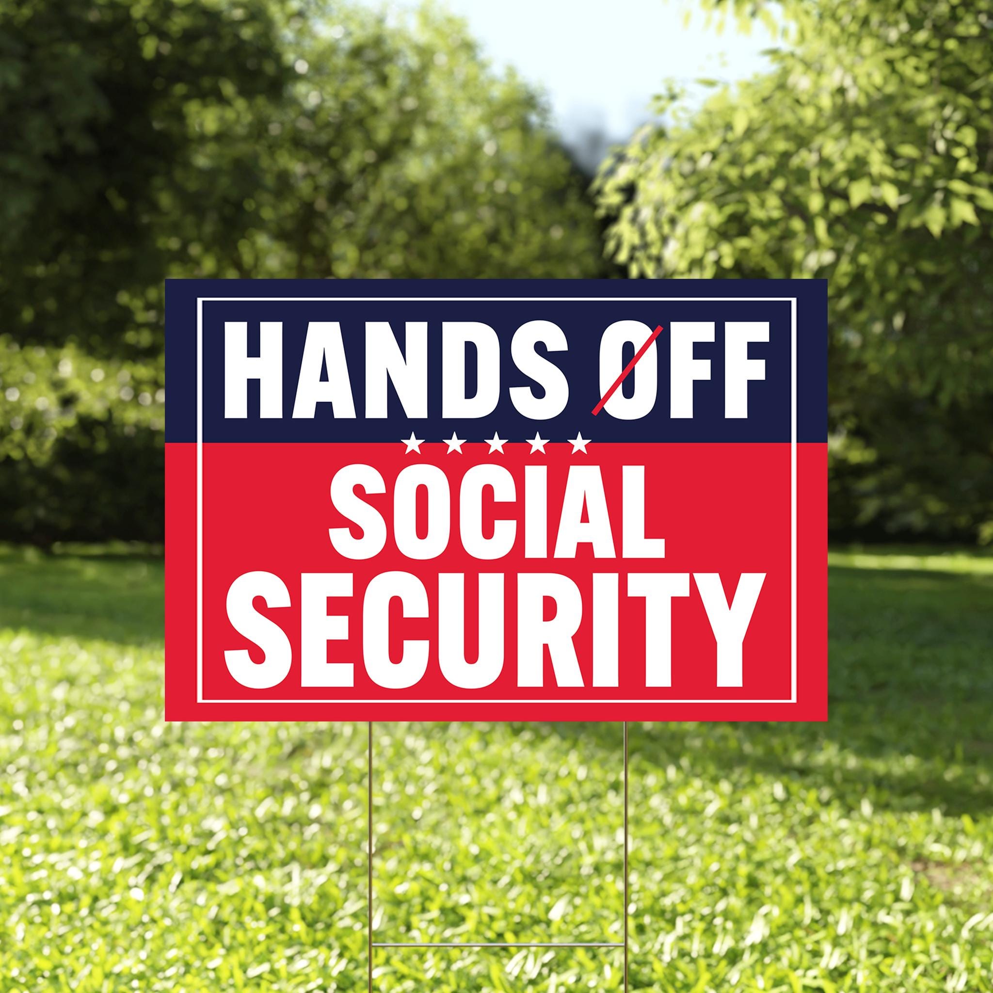 Hands Off Social Security Yard Sign, Anti Trump, Anti Maga, Fdt Doge Democrat Yard Sign
