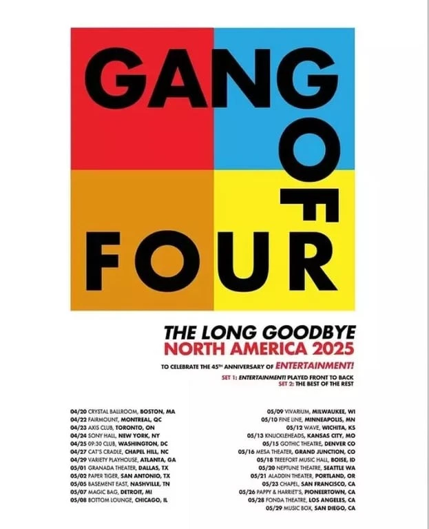 Poster Gang Of Four The Long Goodbye North America Tour 2025 Poster, Gift Fans