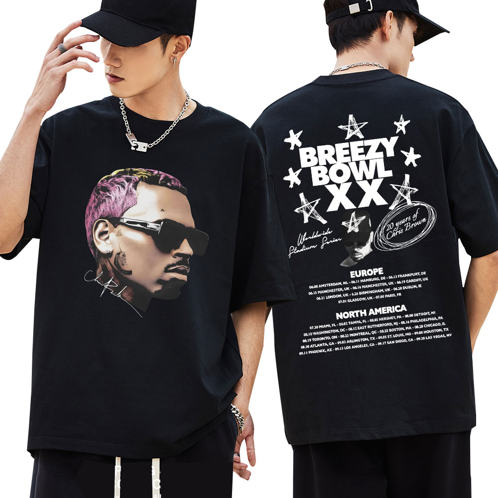 Rapper Chris Brown Breezy Bowl Xx Tour 2025 T-shirt
