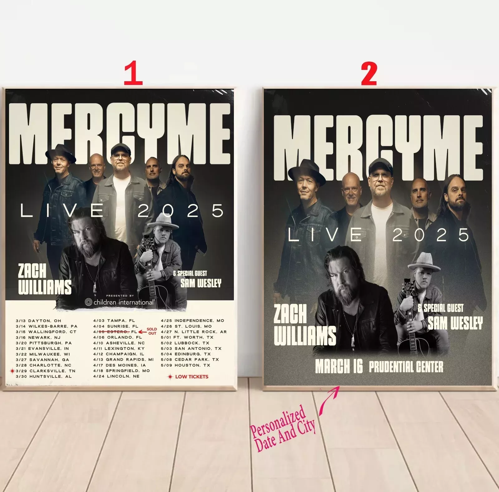 Custom Zach Williams Mercyme Tour 2025 Poster