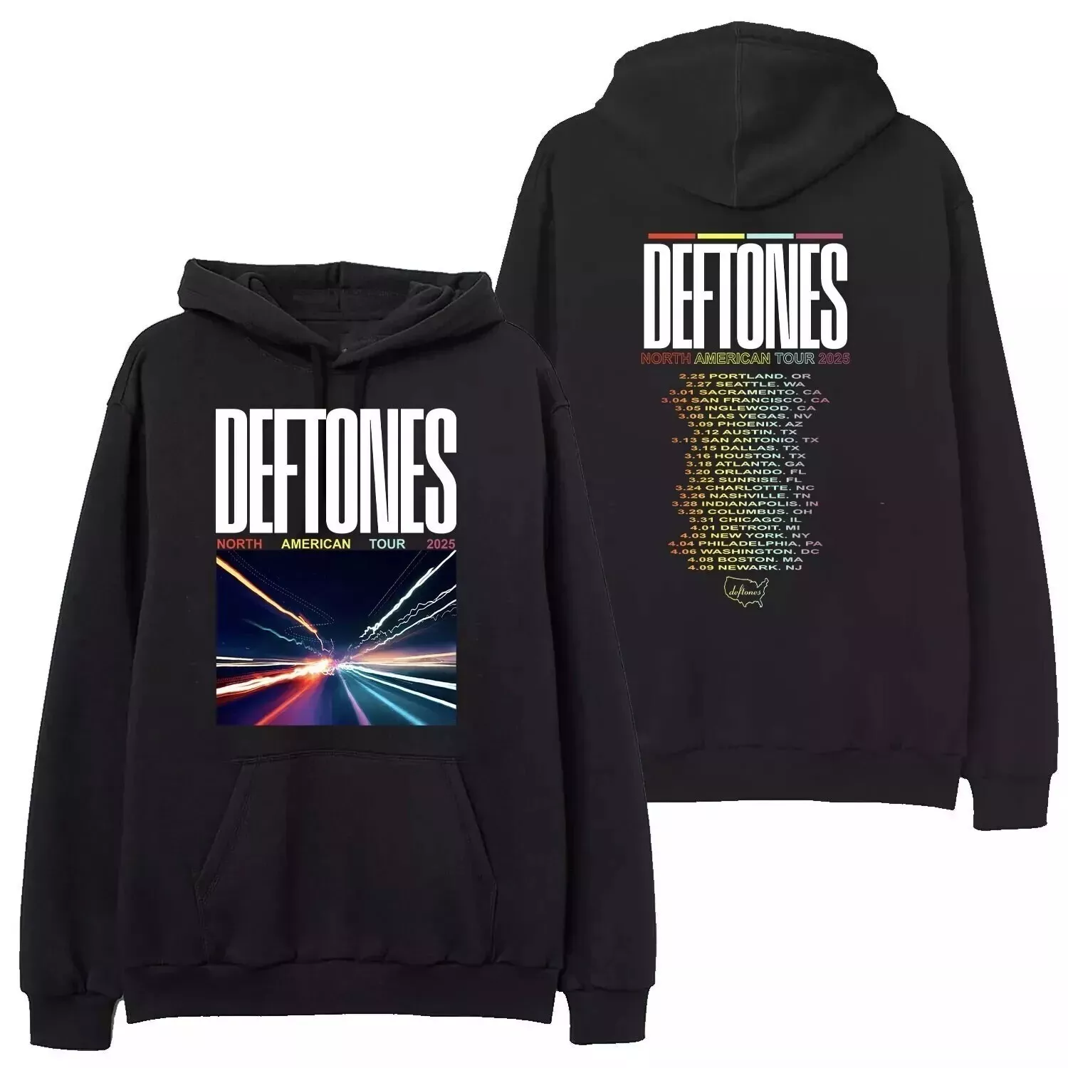 Deftone 2025 North American Tour Black Hoodie Gifts Fan