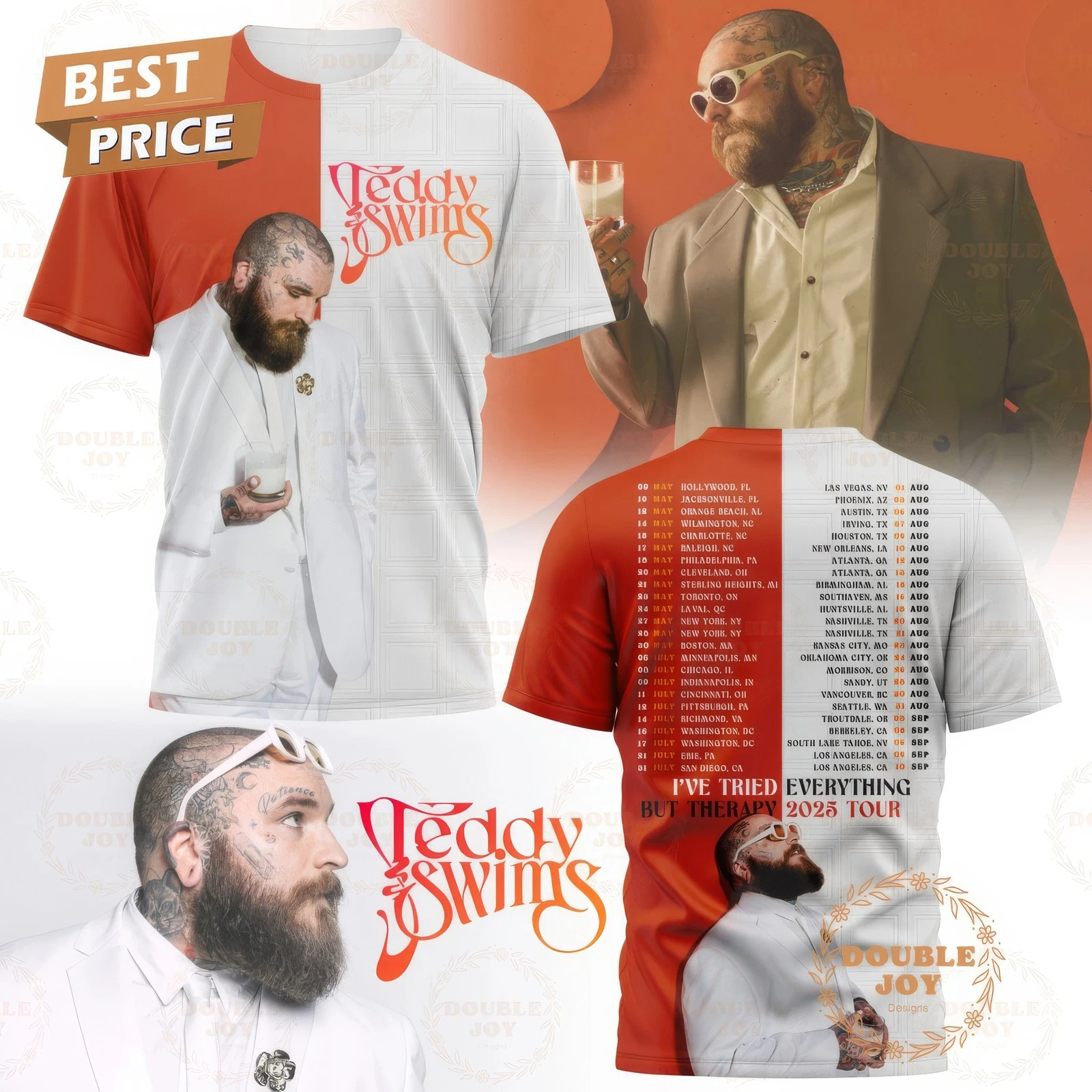 Teddy Swims Ive Tried Everything But Therapy 2025 Tour 3d T Shirt