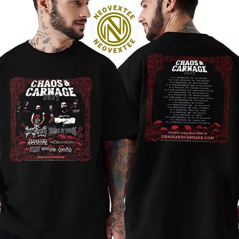 Chaos And Carnage Tour 2025 Dates List Two Sided Print Unisex T-shirt