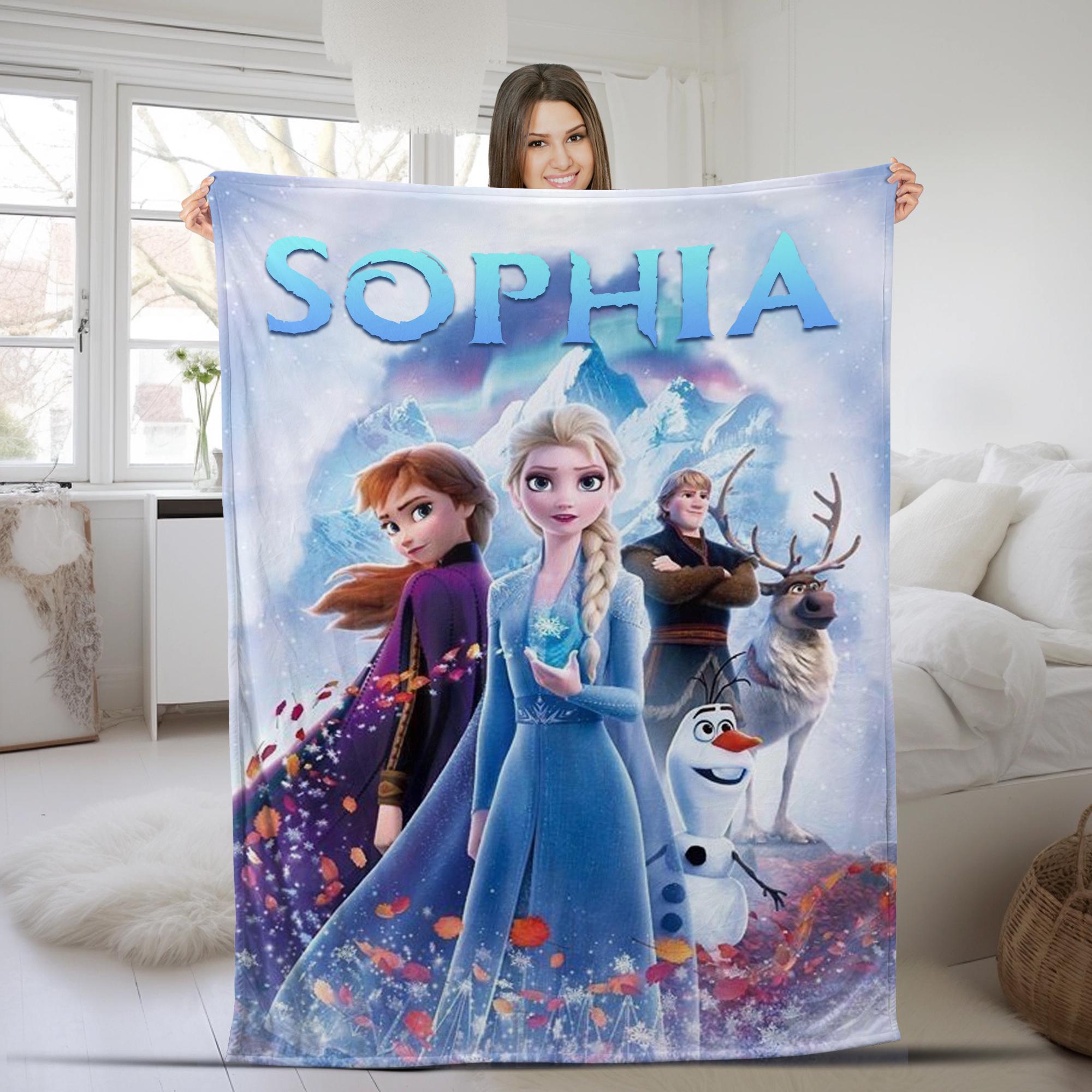 Personalized Disneyyy Frozenn Blanket, Custom Name Disneyyy Blanket