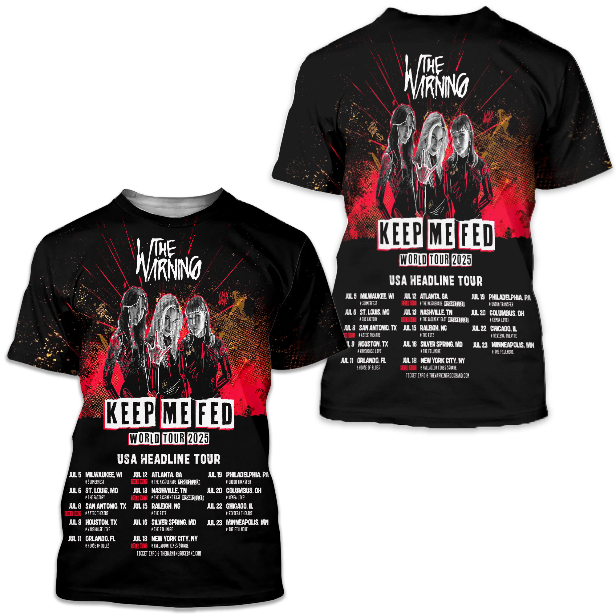 The Warning Keep Me Fed World Tour 2025 Usa 3d All Over Print Shirt