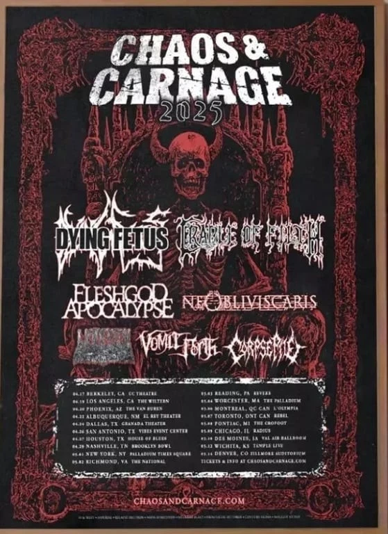 2025 Tour Announcement – Chaos & Carnage Poster