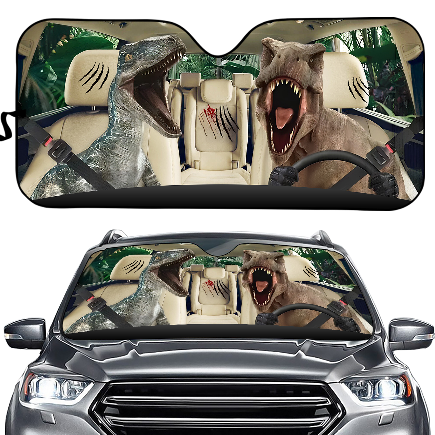 Car Sunshade Dinosaur Driving Auto Breeze Sun Shadow