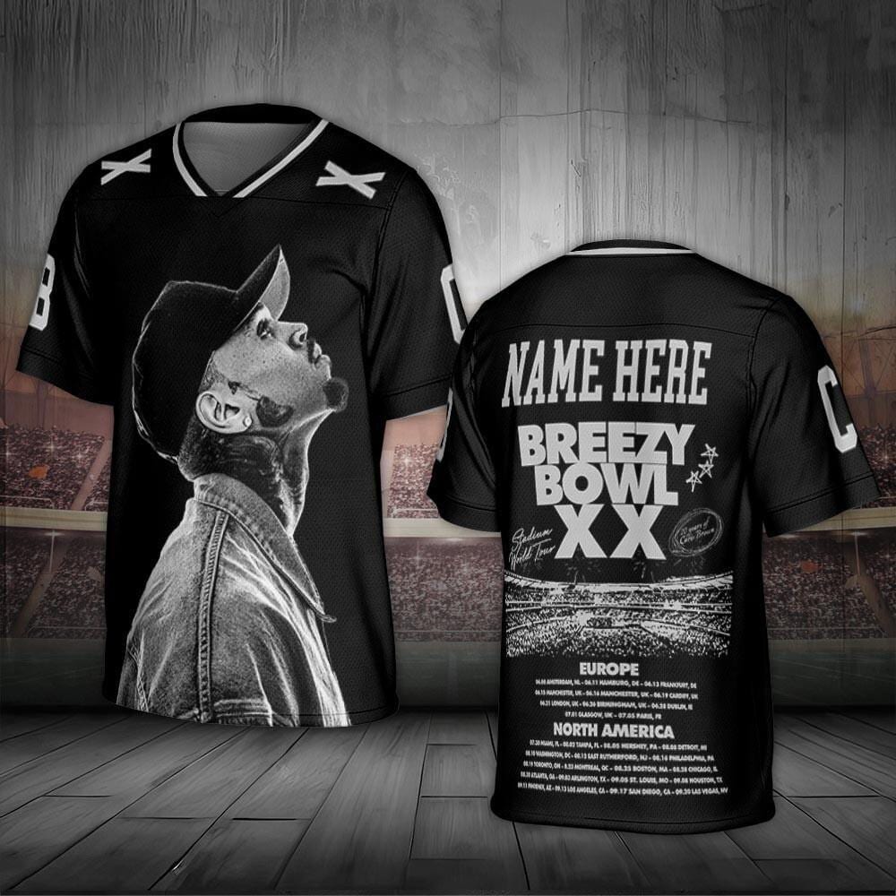Chris Breezy Tour 2025 Football Jersey, Bowl Xx Concert 2025 Summer Tour