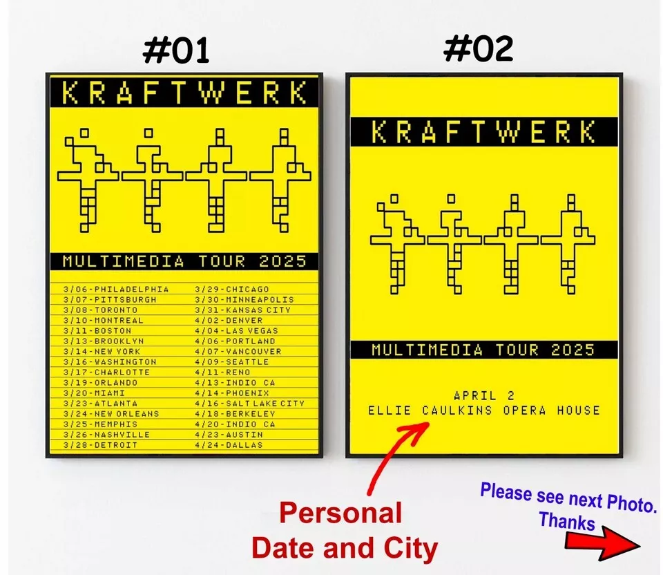 Kraftwerk Multimedia 2025 Poster, Custom Date And City Tour
