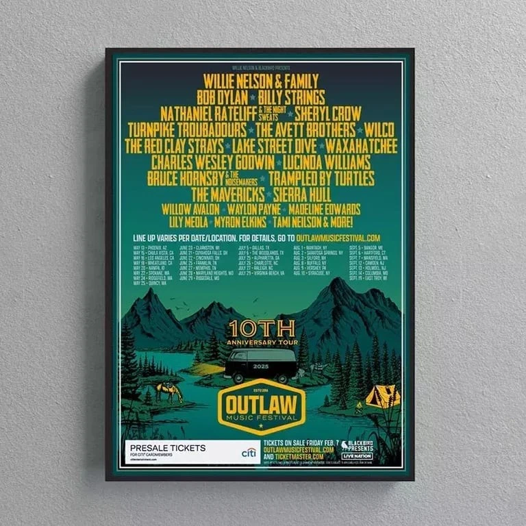 2025 Outlaw Music Festival Tour Poster