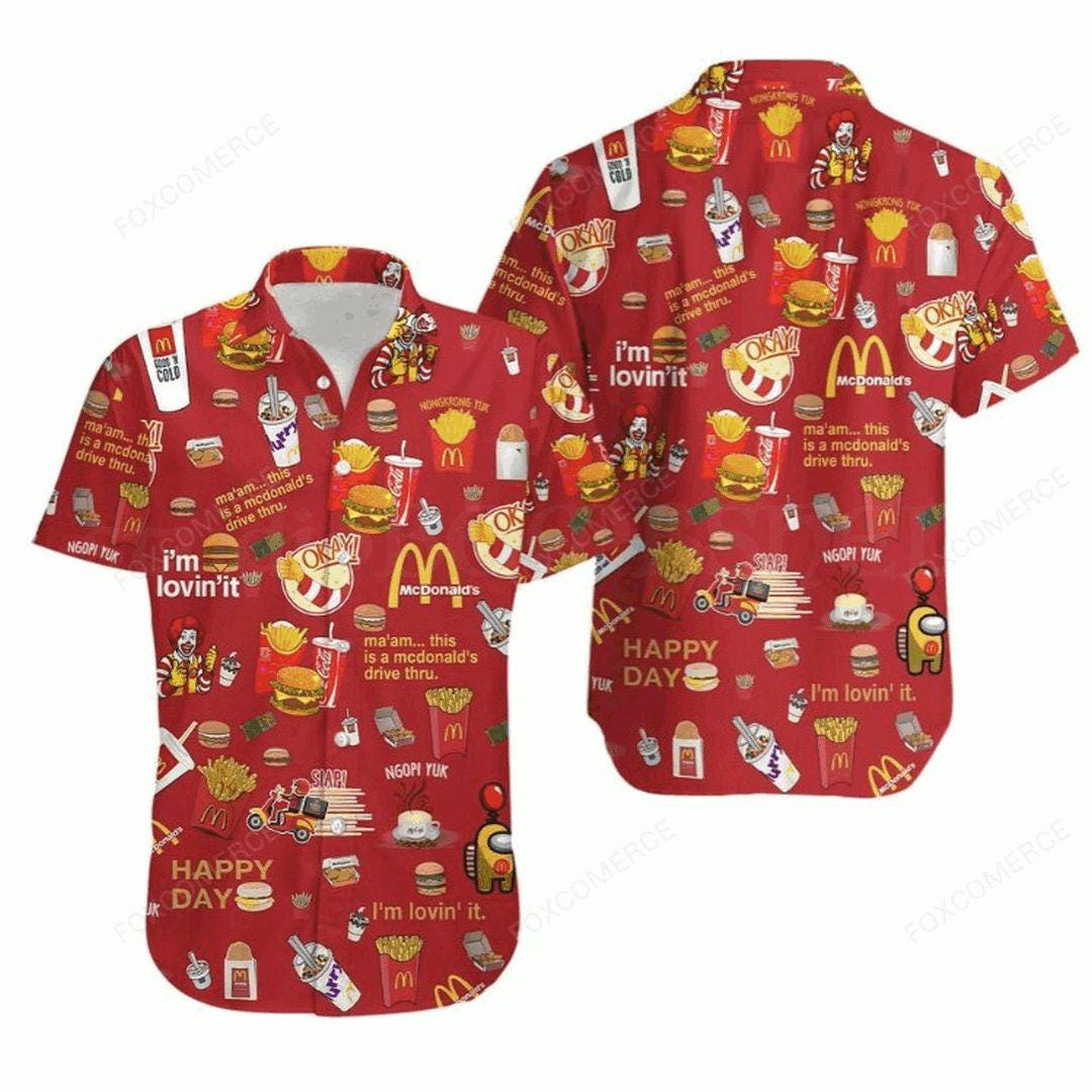 Mcdonald Hawaiian Shirt And Shorts  Retro Fast Food Outfit