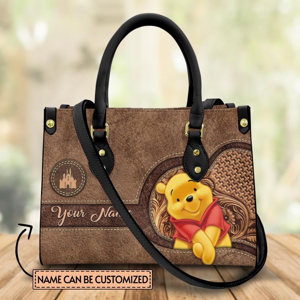 Personalized Winniee The Poohh Cartoon Leather Bag Handbag,pooh Lovers Handbag