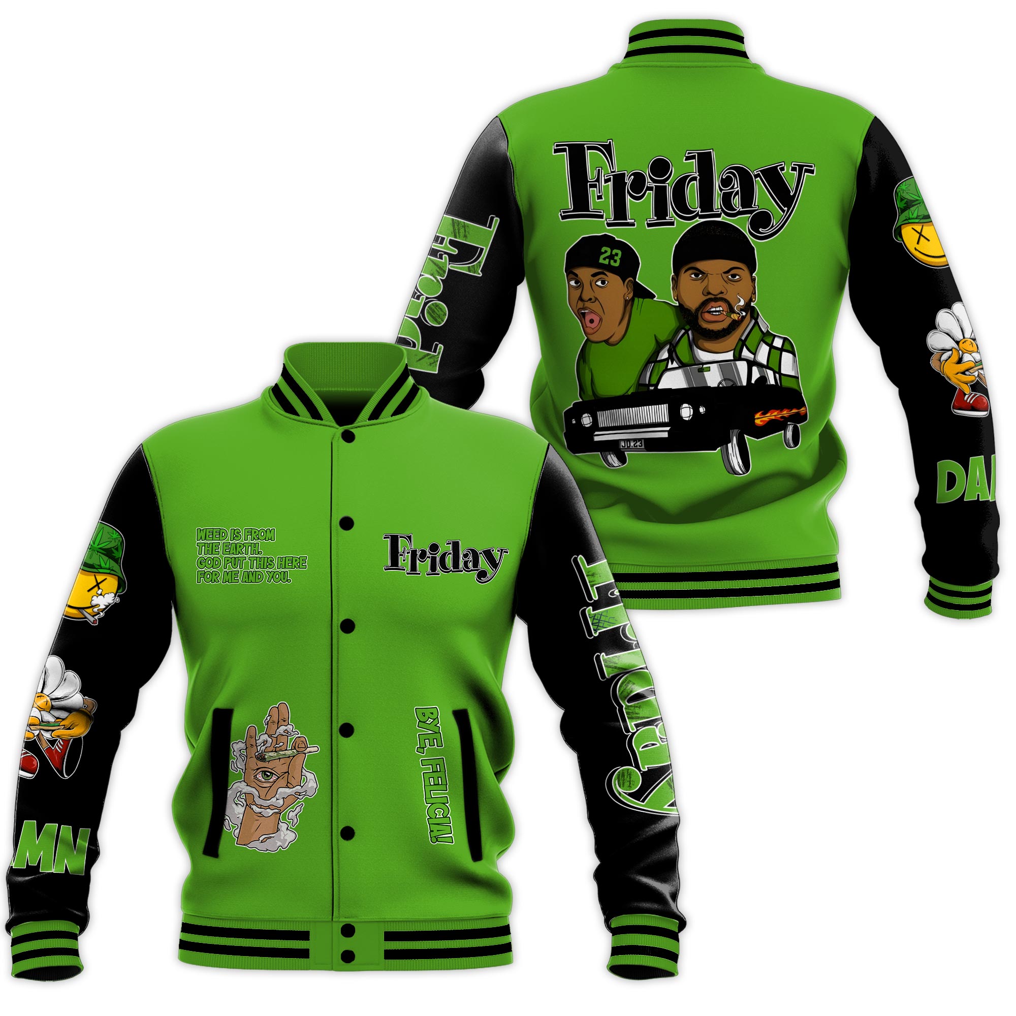 Air Foamposite One Volt Varsity Jacket, Friday Sneaker Stress Style Varsity Jacket