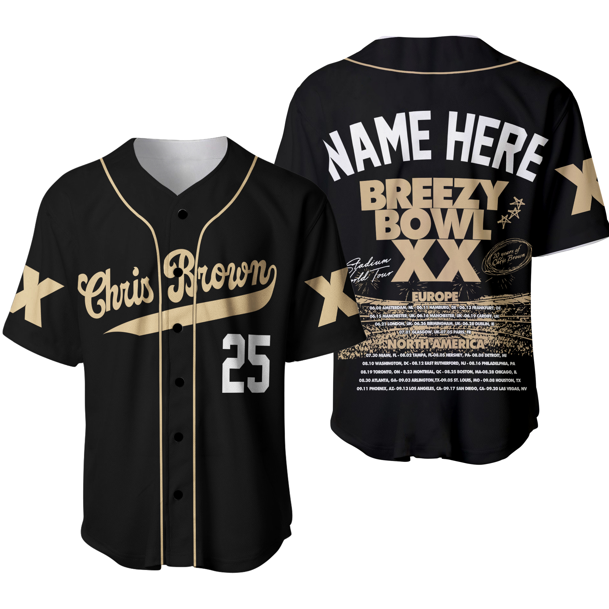 Chris Breezy Tour 2025 Baseball Jersey