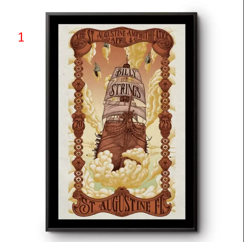Billy Strings Poster, Billy Strings Apr 3 4 5 2025 St Augustine Fl Tour Poster