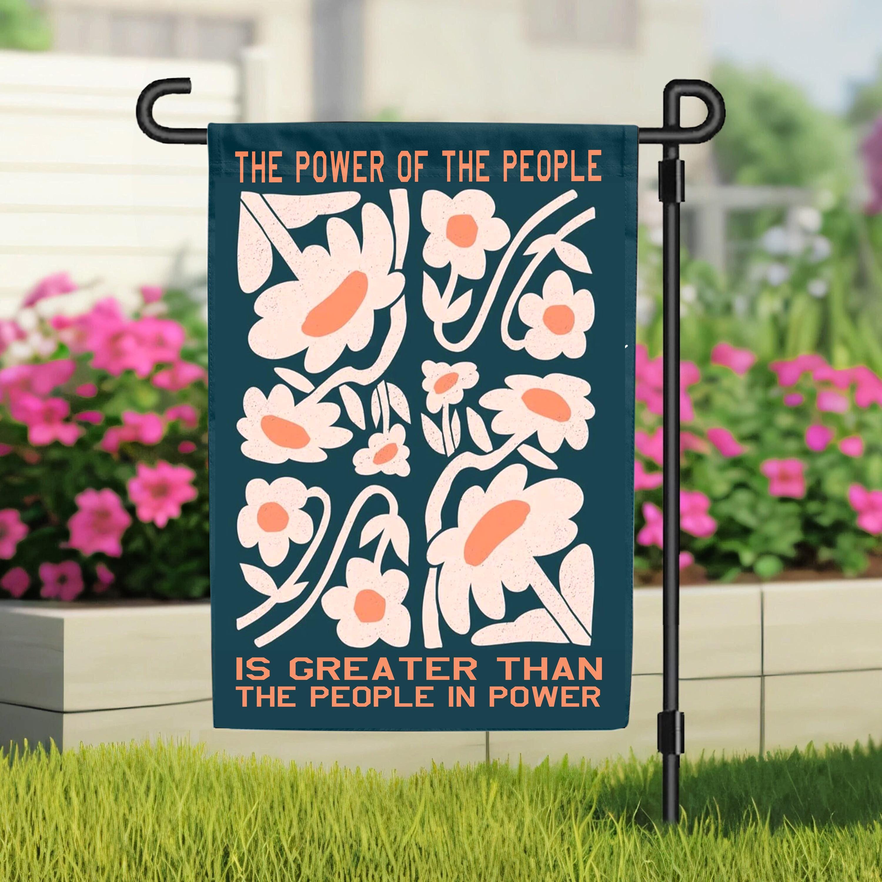 Power Of The People Flag Yard Sign, Resist Fascism, Save Democracy