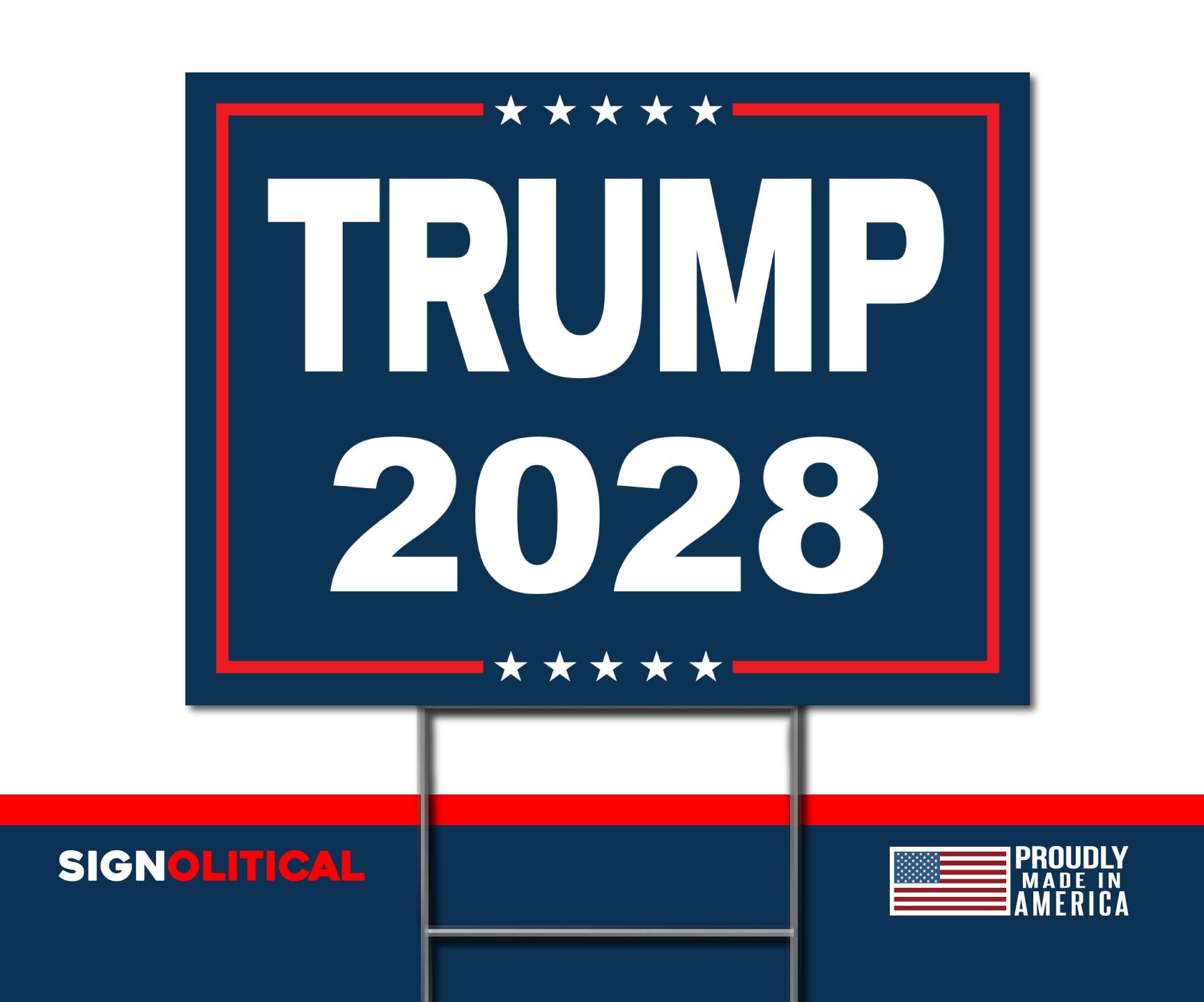 Trump 2028 President Donald Trump - Double Sided Rally Yard Sign With Stakes