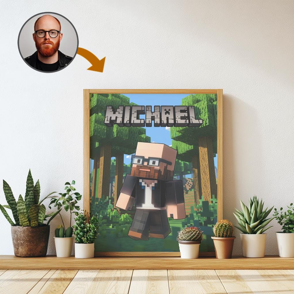 Custom Minecraft-poster From Photo | Personalized Gamer Gift | Minecraft Fans