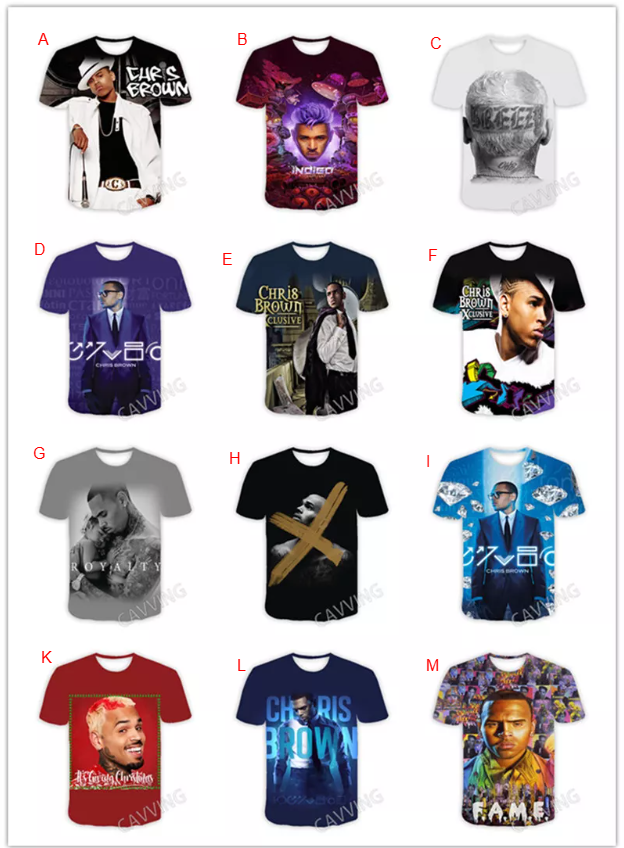 Chris Brown 3d Print Casual Fashion Short Sleeves T-shirts