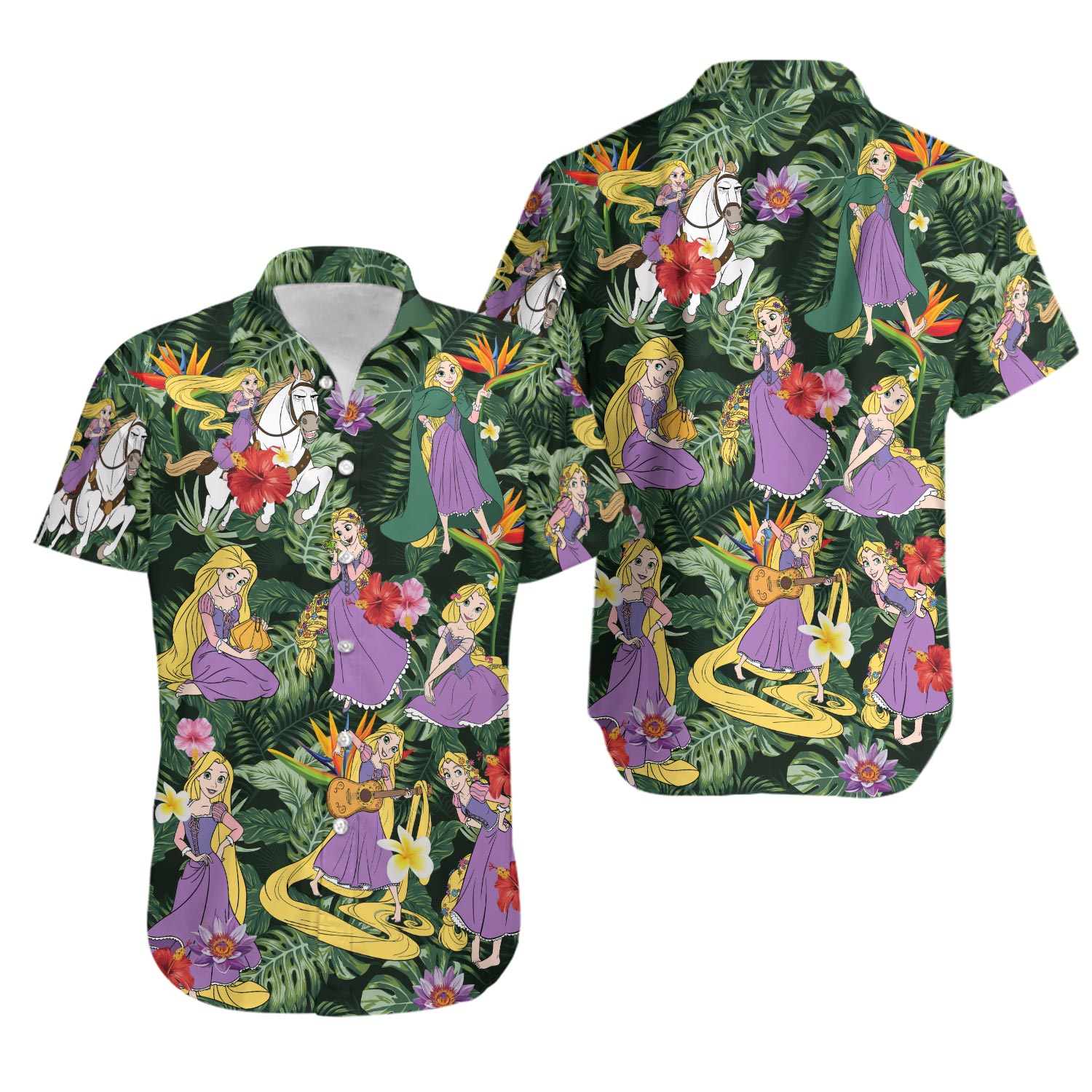 Princess With Flowers Hawaii Beach Shirt, Magic World Button Up Shirt, Princess Movie Hawaiian Shirt