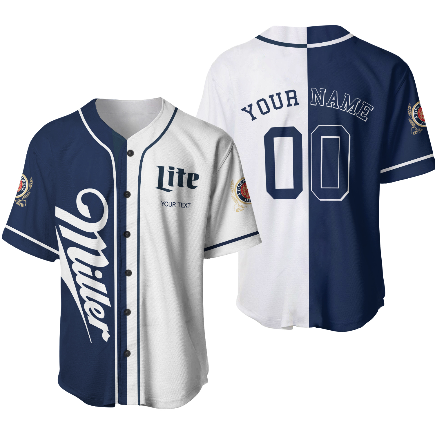3d Printed Miller Lite Beer Personalized Name Baseball Jersey Custom Number