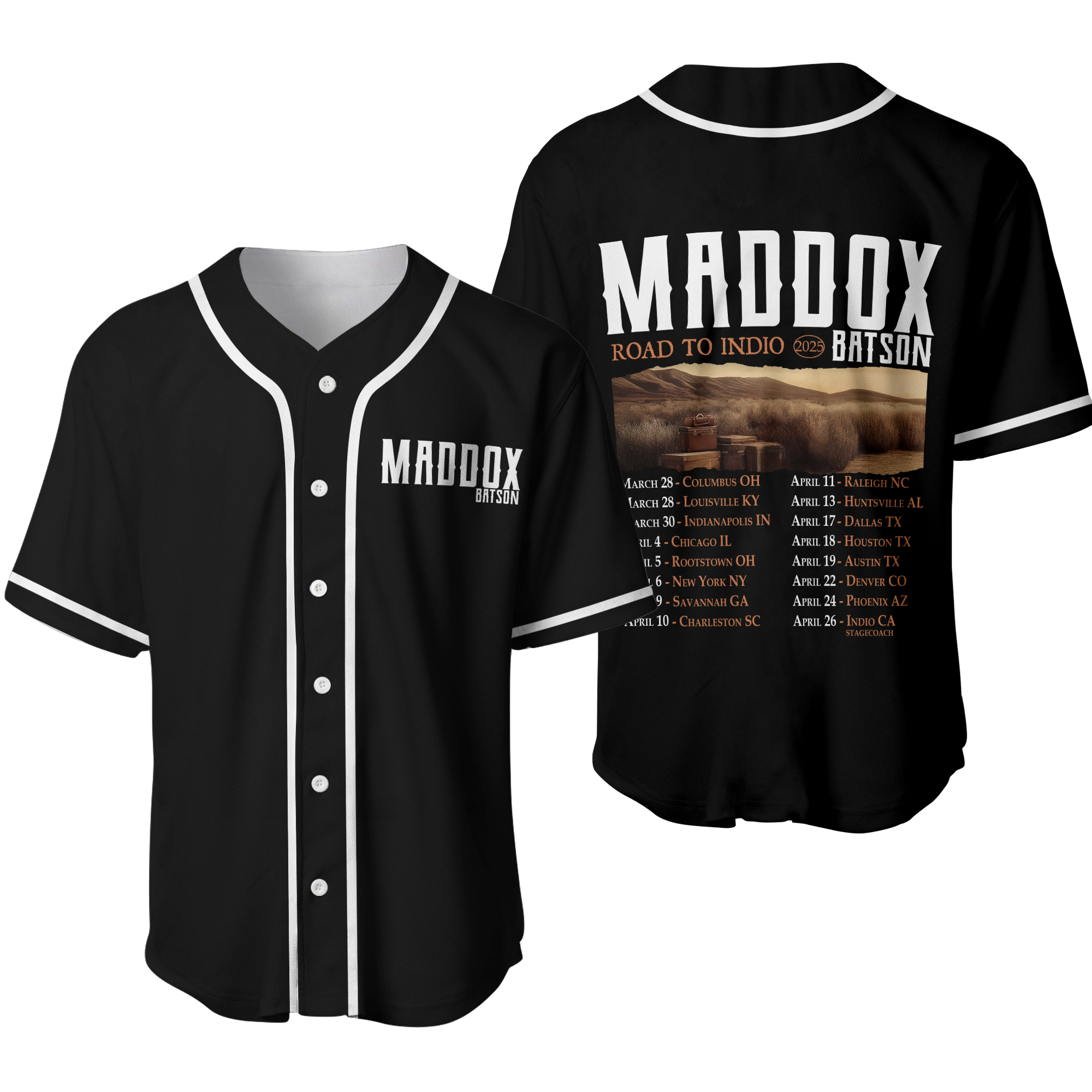 Maddox Batson Road To Indio Tour 2025 Baseball Jersey Shirt