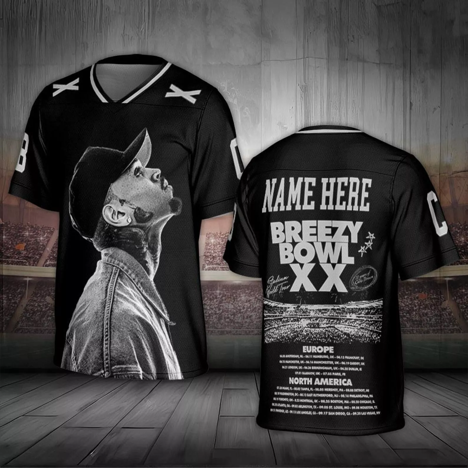 Chris Breezy Tour 2025 Football Jersey, Bowl Xx Concert 2025 Summer Tour