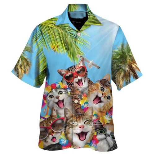 Cats Summer Beach Hawaiian Shirt