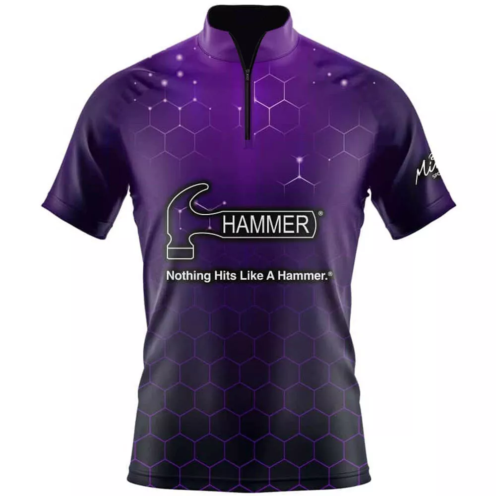 Sale Hammer Purple Galaxy Nets Best Gift Zip Bowling Jersey Size S-5xl